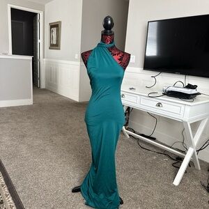 Chic One Shoulder Teal Dress